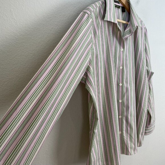 Eddie Bauer Womens Plus XXL Wrinkle Resistant Stripe Long Sleeve Shirt Top - Picture 4 of 9